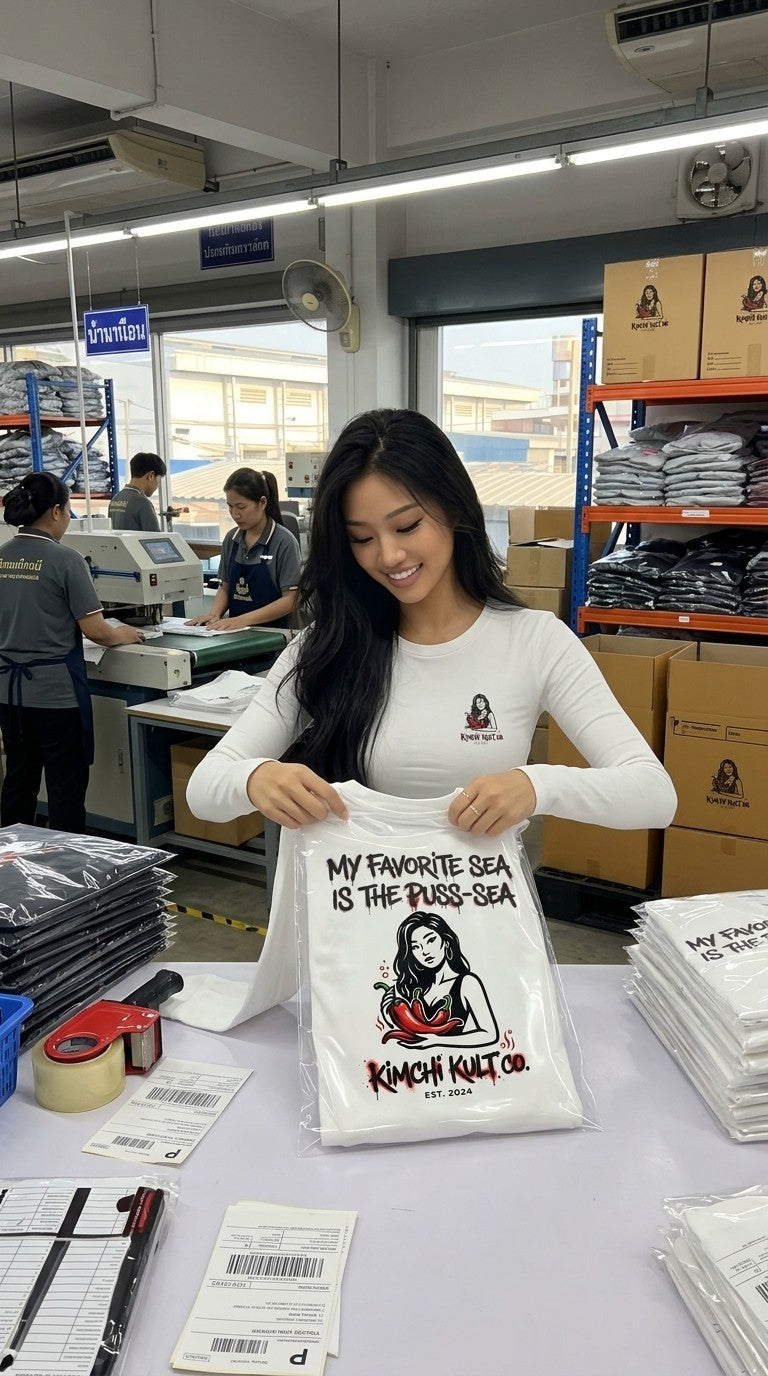 A Kimchi Kult Co. order being packed by hand